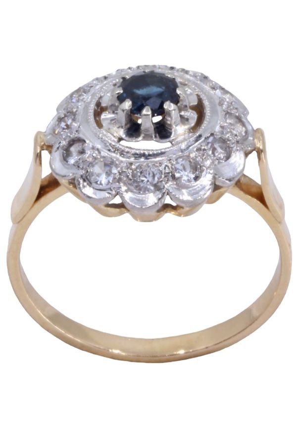 Bague Marguerite Saphir Diamants Or K Occasion