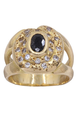 BAGUE MODERNE SAPHIR ET DIAMANTS