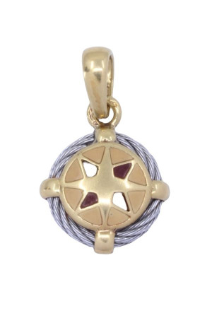 PENDENTIF ROSE DES VENTS OR/ACIER