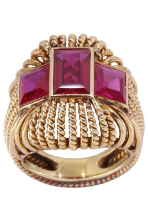 BAGUE COCKTAIL RUBIS ANNÉES 60'