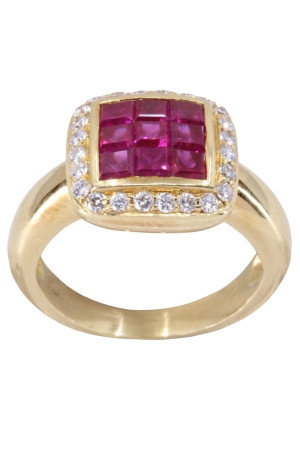 BAGUE MODERNE RUBIS ET DIAMANTS