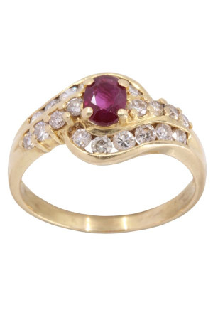 BAGUE MODERNE RUBIS ET...