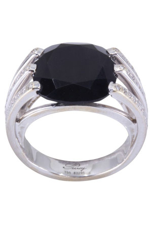 BAGUE POIRAY "FIL" ONYX ET...