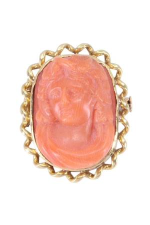 BROCHE CAMÉE CORAIL