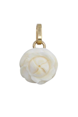 PENDENTIF ANCIEN ROSE IVOIRE