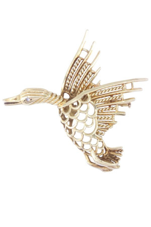 BROCHE CANARD EN VOL DIAMANT