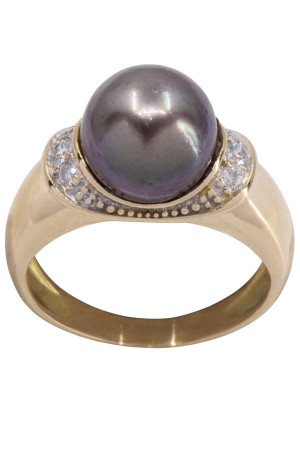 BAGUE PERLE NOIRE ET DIAMANTS