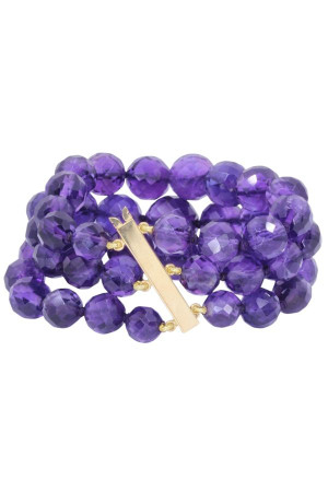 BRACELET 3 RANGS AMÉTHYSTES