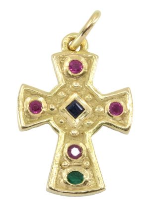 croix-moderne-rubis-saphir-emeraude-or-18k-occasion-5269