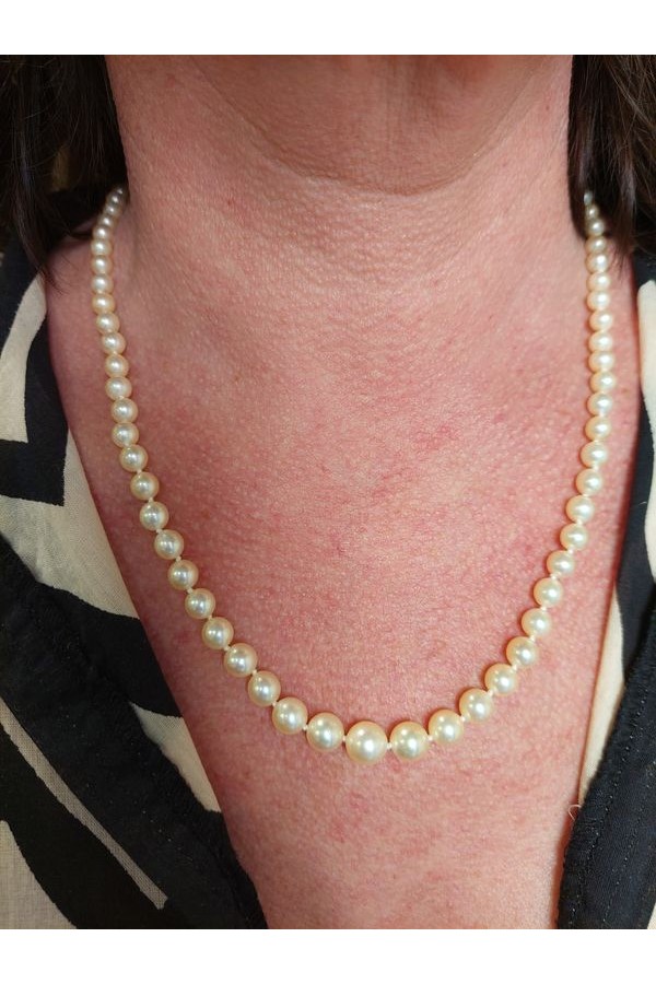 Collier Perles en Chute - Collier en Or 18 K avec perles de culture