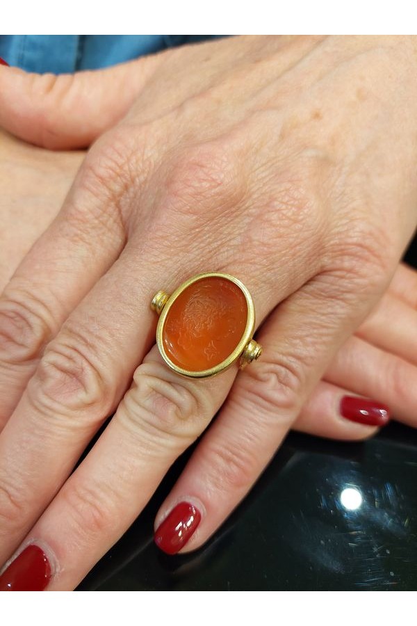 bague intaille reversible citrine or 18k occasion