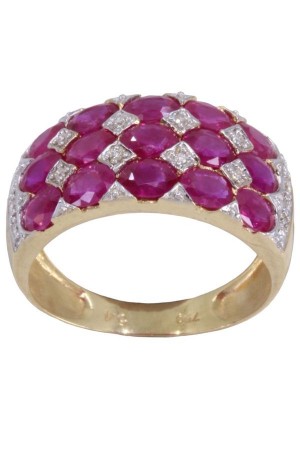 BAGUE MODERNE RUBIS ET DIAMANTS