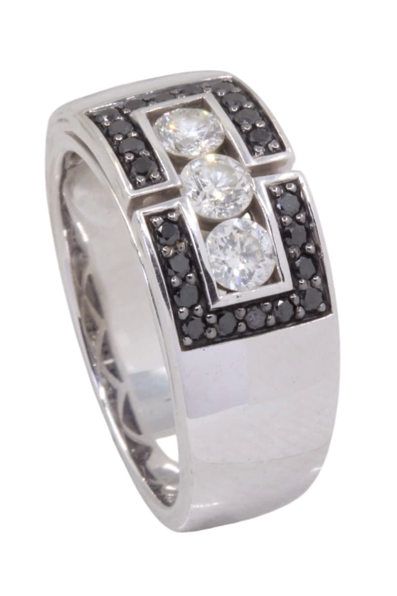 Bague Moderne Diamants Noirs et Blancs - photo 4