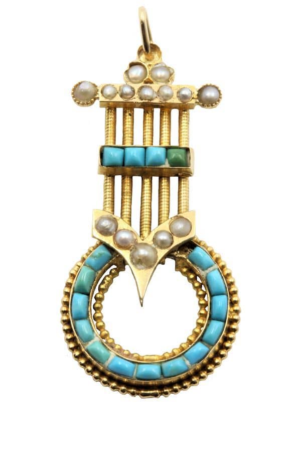 PENDENTIF ANCIEN TURQUOISES, photo 1 sur 2