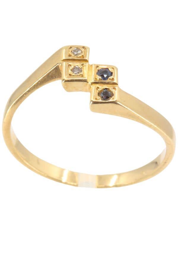 BAGUE ANCIENNE SAPHIRS ET DIAMANTS, photo 2 sur 3