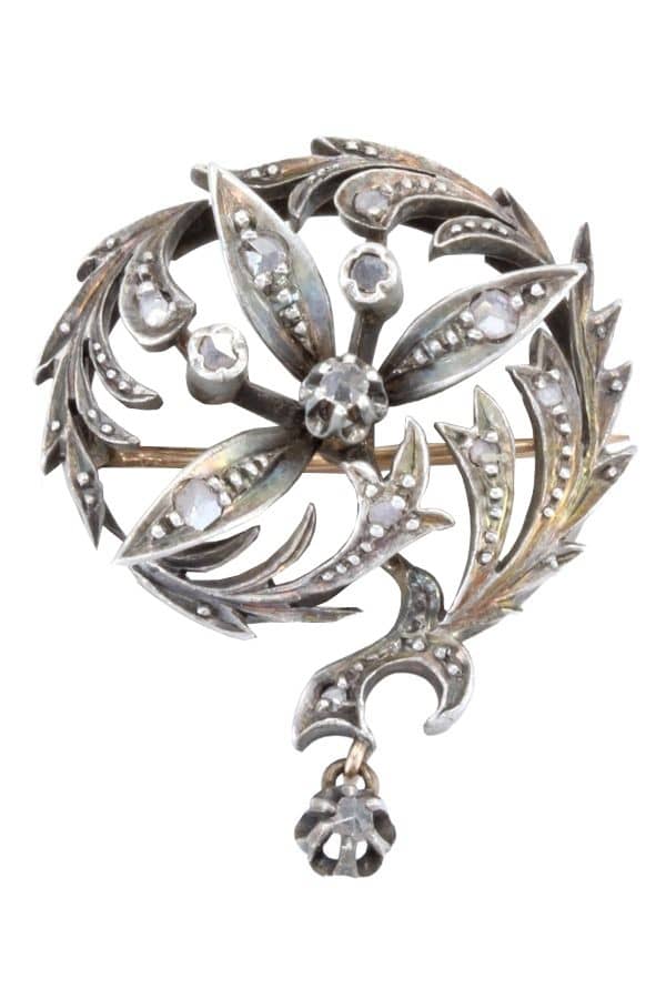 BROCHE ART-NOUVEAU DIAMANTS, photo 2 sur 3