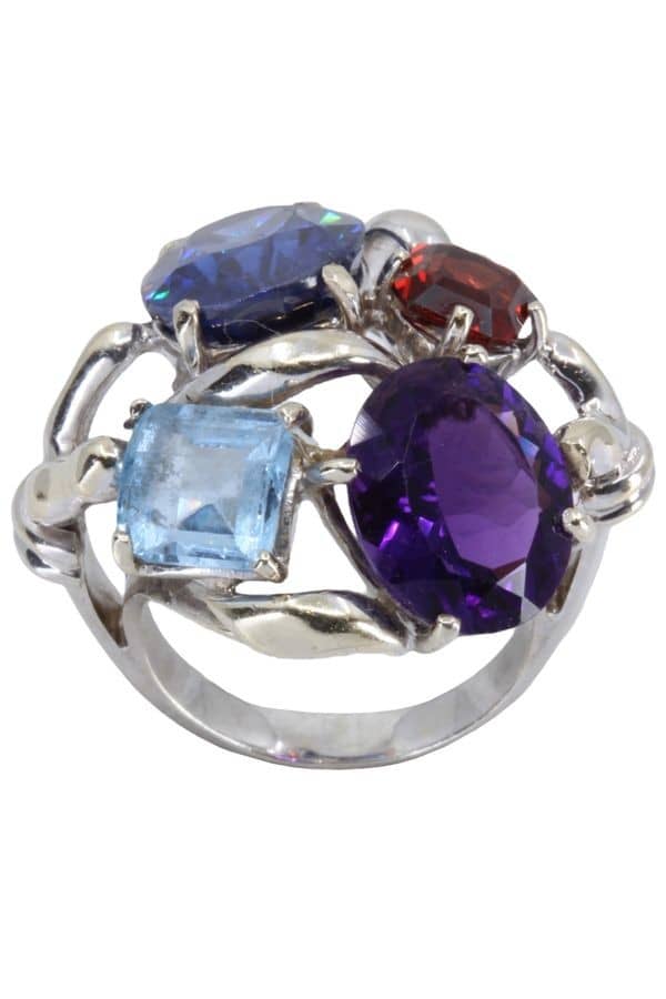 BAGUE MODERNE PIERRES FINES, photo 2 sur 3