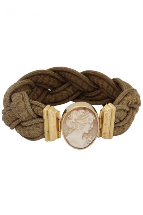 BRACELET CAMÉE ANCIEN CHEVEUX TRESSÉS, photo 1 sur 2