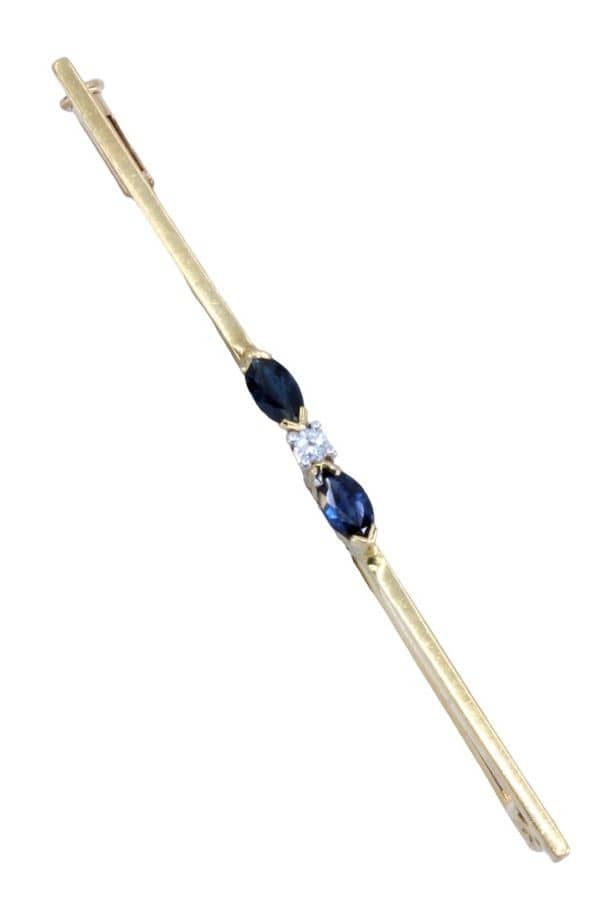 BROCHE ANCIENNE SAPHIRS ET DIAMANT, photo 2 sur 3