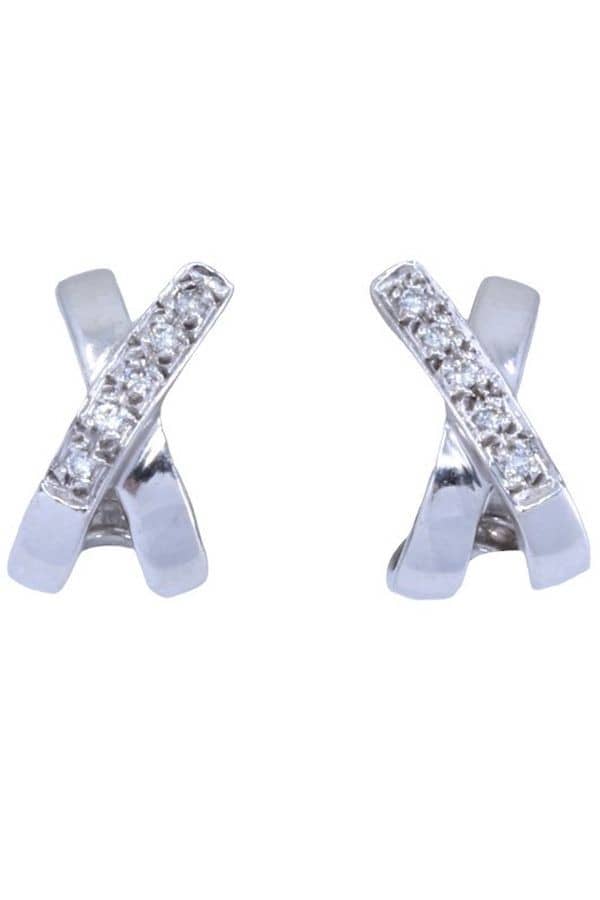 BOUCLES D'OREILLES MODERNE DIAMANTS, photo 2 sur 3