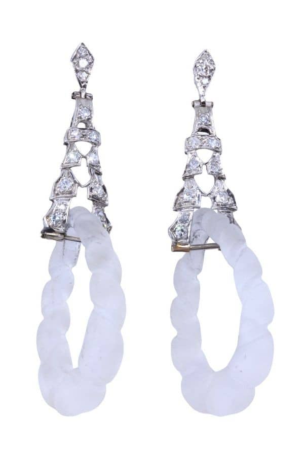 BOUCLES D'OREILLES CRISTAL ET DIAMANTS, photo 2 sur 3