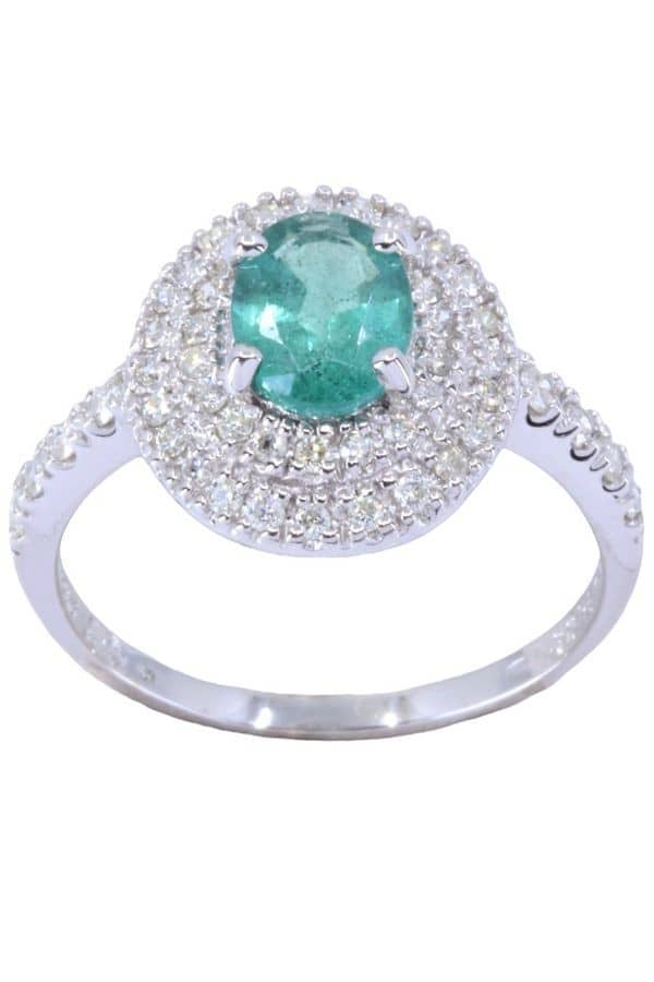 BAGUE MODERNE ÉMERAUDE ET DIAMANTS, photo 2 sur 3