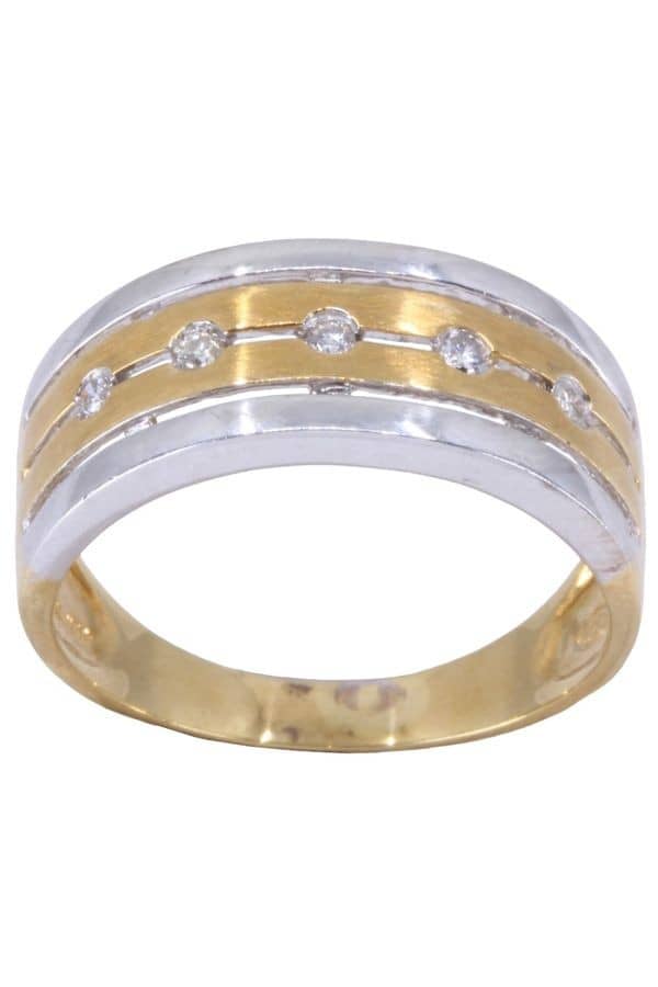 BAGUE 2 ORS DIAMANTS, photo 2 sur 3