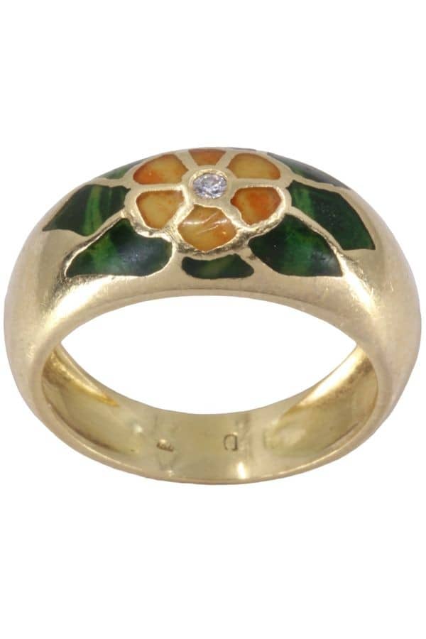 BAGUE FLEUR ÉMAIL ET DIAMANT, photo 2 sur 3