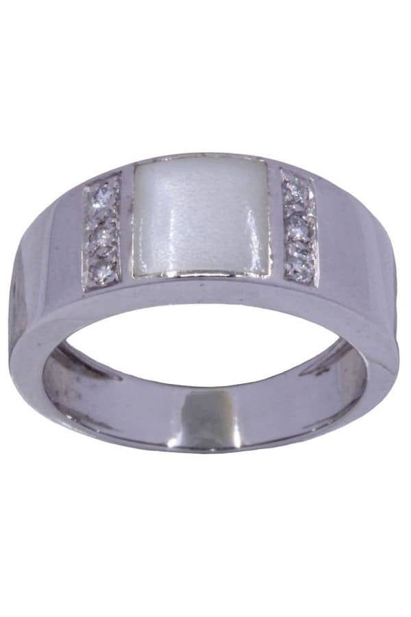 BAGUE NACRE ET DIAMANTS, photo 2 sur 3
