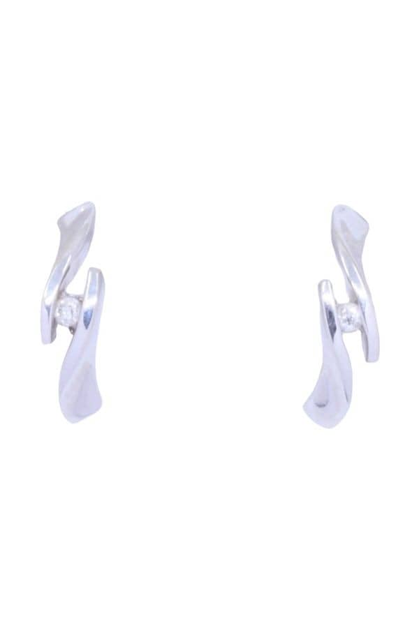 BOUCLES D'OREILLES MODERNES DIAMANTS, photo 2 sur 3