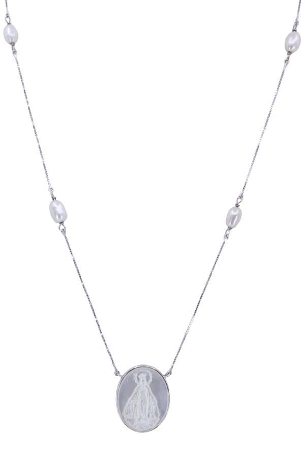 COLLIER VIERGE PERLES ET NACRE, photo 2 sur 3