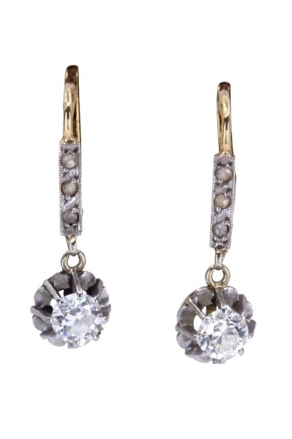 DORMEUSES DIAMANTS ART-NOUVEAU, photo 2 sur 3