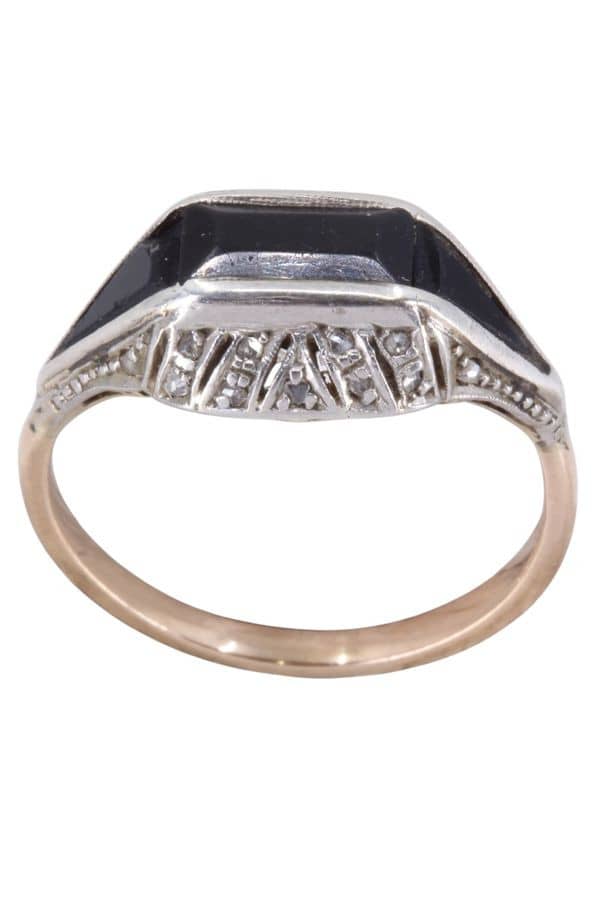 BAGUE ONYX ET DIAMANTS NAPOLÉON III, photo 2 sur 3