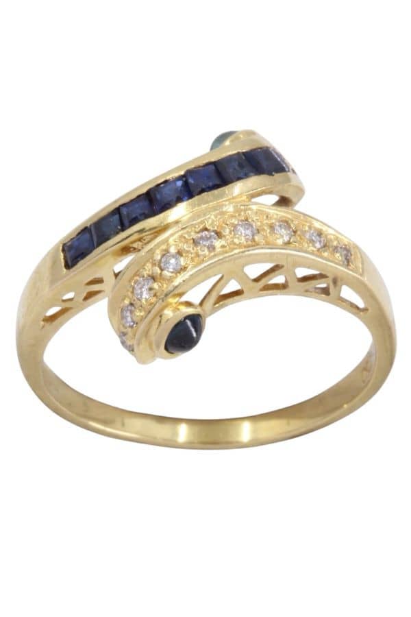 BAGUE MODERNE SAPHIRS ET DIAMANTS, photo 2 sur 3
