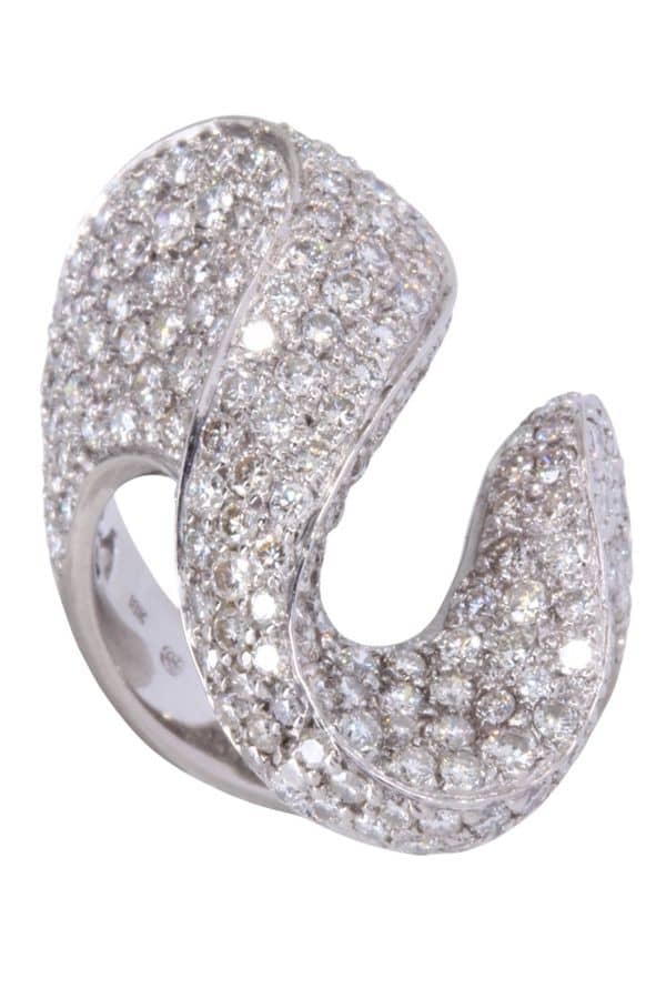 BAGUE MODERNE PAVAGE DIAMANTS, photo 2 sur 3