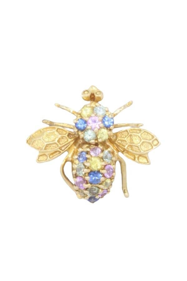 BROCHE MOUCHE SAPHIRS DE COULEUR, photo 2 sur 3
