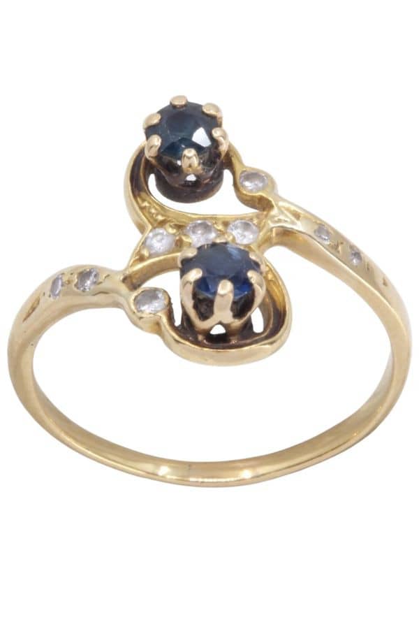 BAGUE TOI ET MOI SAPHIRS ET DIAMANTS, photo 2 sur 3
