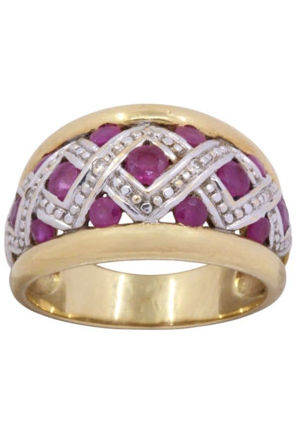 BAGUE MODERNE RUBIS 2 ORS, photo 2 sur 3