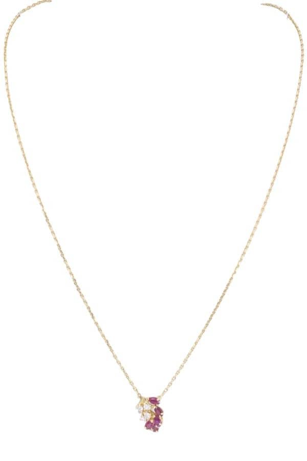 COLLIER CENTRE RUBIS ET DIAMANTS, photo 2 sur 3