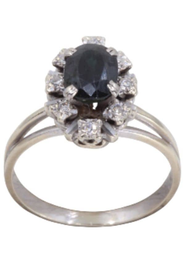BAGUE SAPHIR ET DIAMANTS, photo 2 sur 3