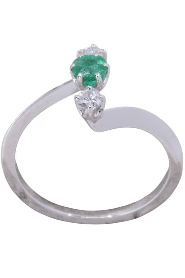 BAGUE ÉMERAUDE ET DIAMANTS, photo 2 sur 3