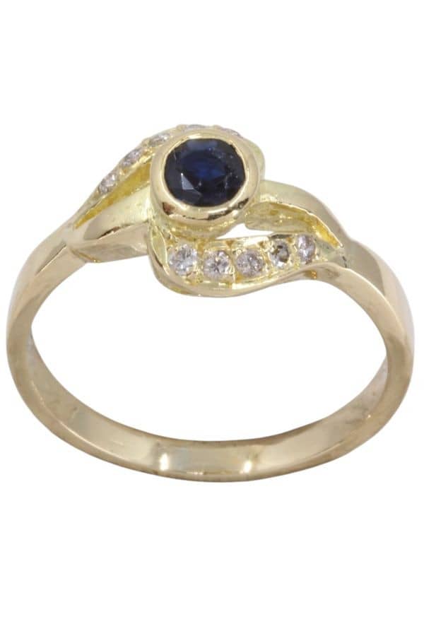 BAGUE SAPHIR ET DIAMANTS, photo 2 sur 3