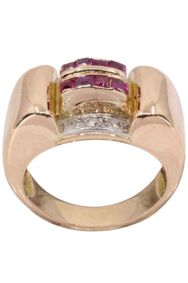 BAGUE TANK RUBIS ET DIAMANTS, photo 2 sur 3