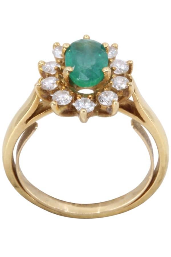 BAGUE MARGUERITE EMERAUDE ET DIAMANTS, photo 2 sur 3