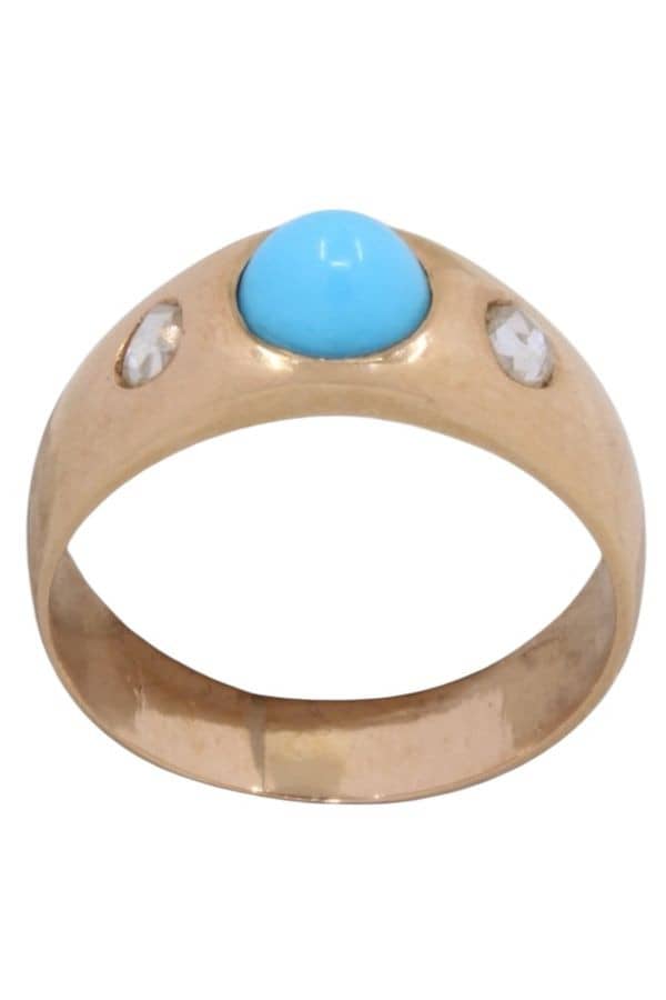 BAGUE JONC TURQUOISE ET DIAMANTS, photo 2 sur 3