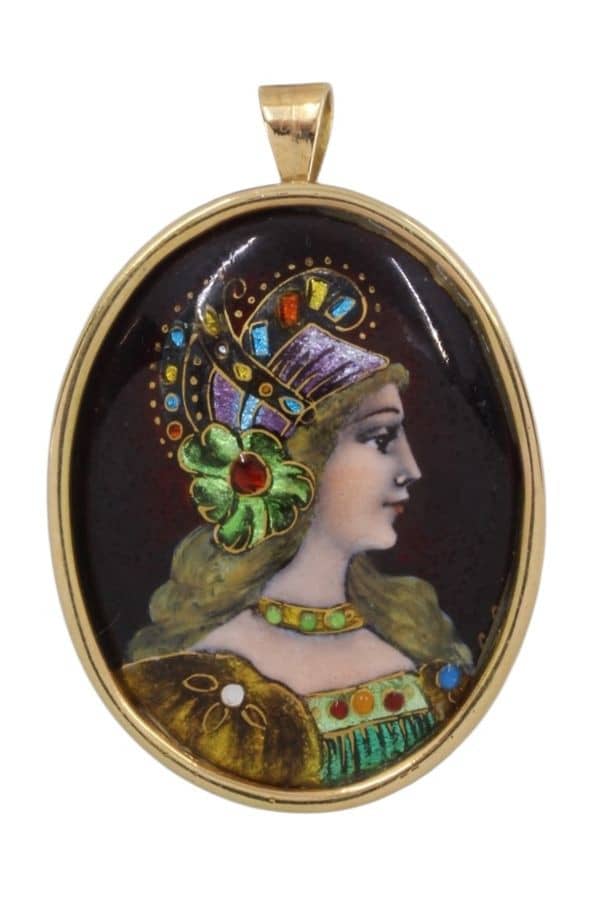 PENDENTIF BROCHE ÉMAIL DE LIMOGES, photo 2 sur 3