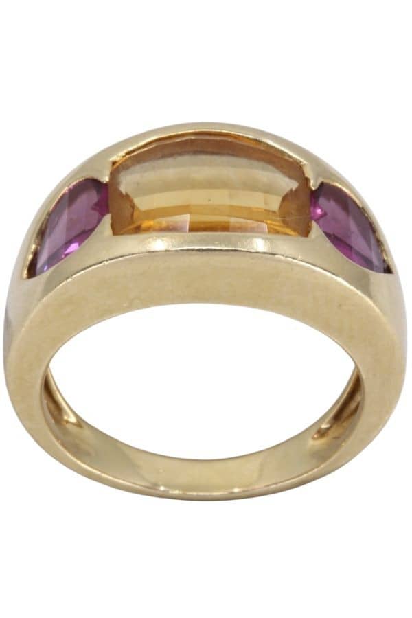 BAGUE MODERNE CITRINE ET GRENAT, photo 2 sur 3