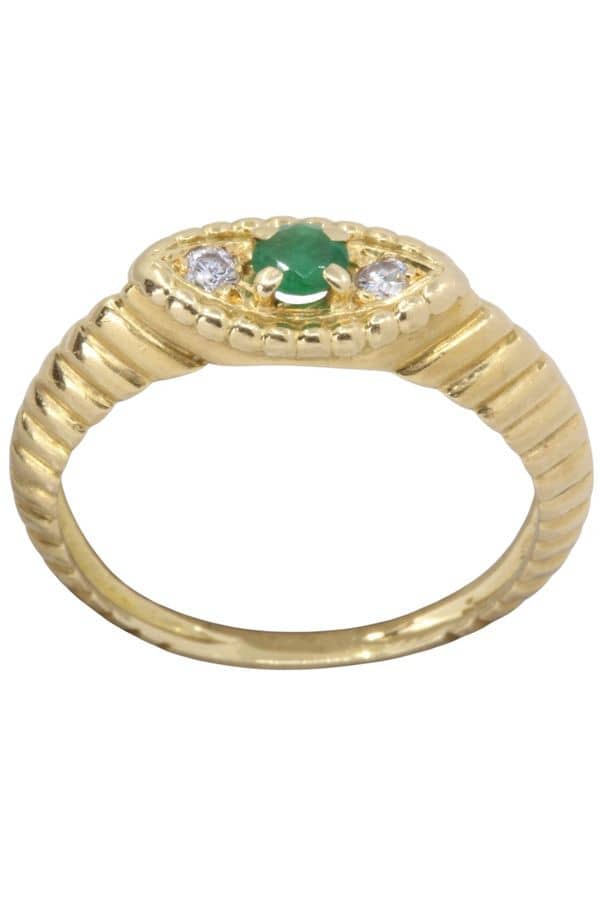 BAGUE JONC GODRON ÉMERAUDE, photo 2 sur 3