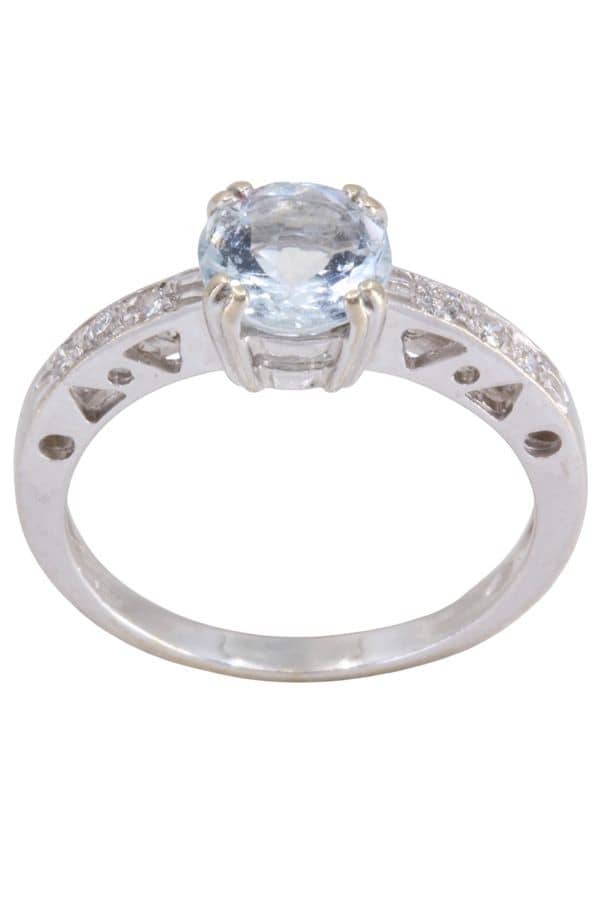 BAGUE MODERNE AIGUE-MARINE ET DIAMANTS, photo 2 sur 3