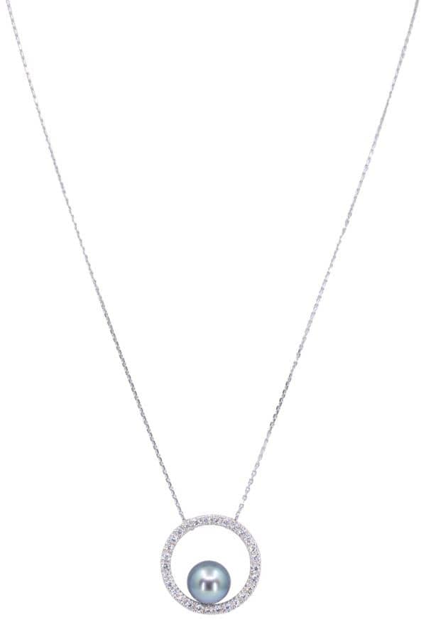 COLLIER PERLE ET DIAMANTS, photo 2 sur 3